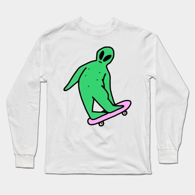 Alien skater Long Sleeve T-Shirt by OldSchoolRetro